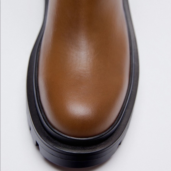 Zara LOW HEELED LUG SOLE LEATHER ANKLE BOOTS 7.5/38 NEW - Picture 14 of 14
